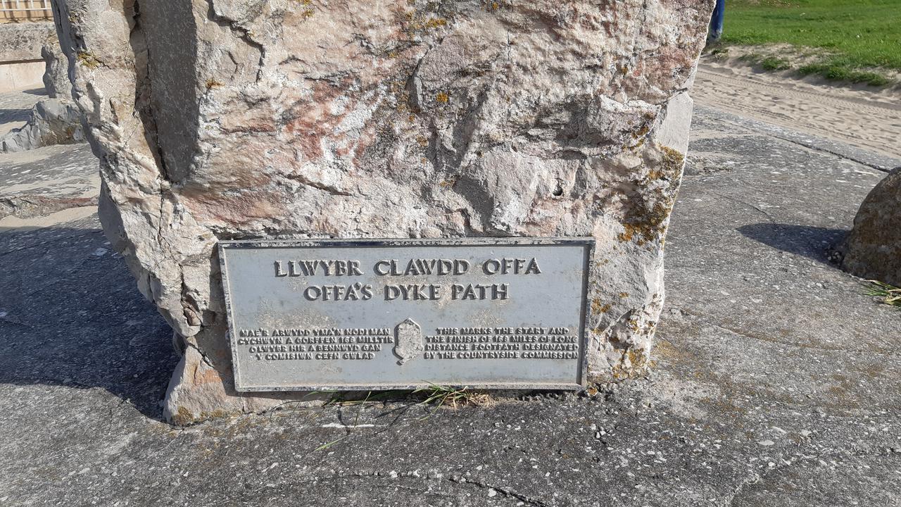 The stone marking the end of Offa's Dyke.