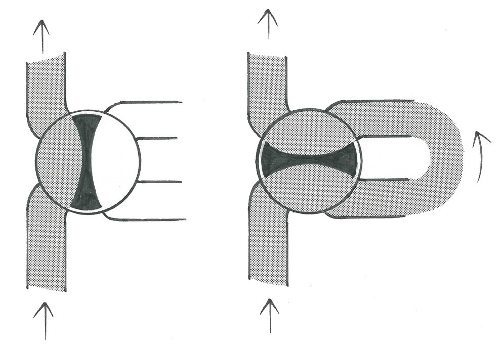A diagramatic view of a rotary valve.